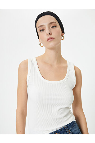 Koton Κοτλέ Αθλητής U Λαιμός Χοντρό λουράκι Slim Fit