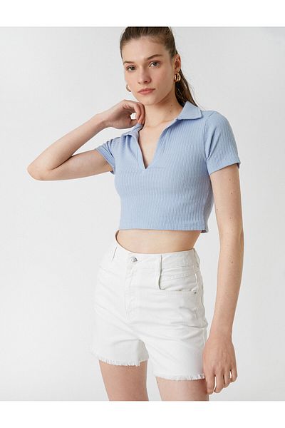 Koton Tričko Crop Polo s krátkým rukávem