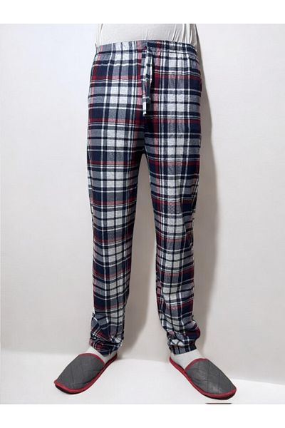 PİERLES Pantaloni de pijama pentru femei cu model în carouri cu panglică -p01