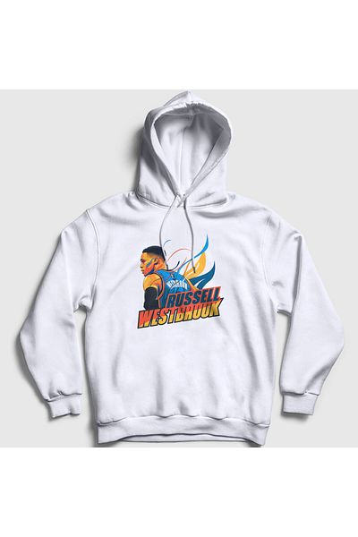 Presmono Φούτερ Unisex White Fire Russell Westbrook με κουκούλα 368787 ττ