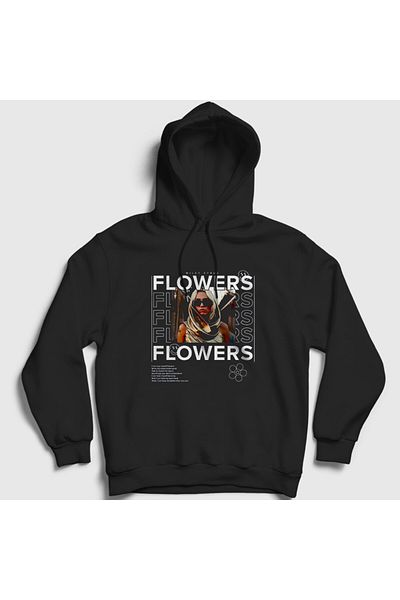 Presmono Φούτερ με κουκούλα Unisex Black Flowers V2 Miley Cyrus 400713 ττ