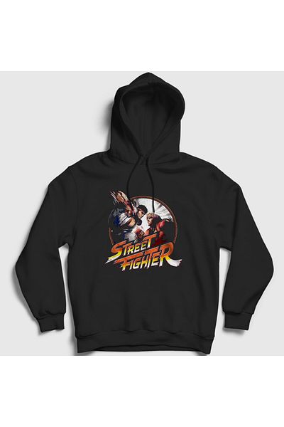Presmono Унисекс черен суитшърт с качулка Ryu Vs Ken Street Fighter 411301tt