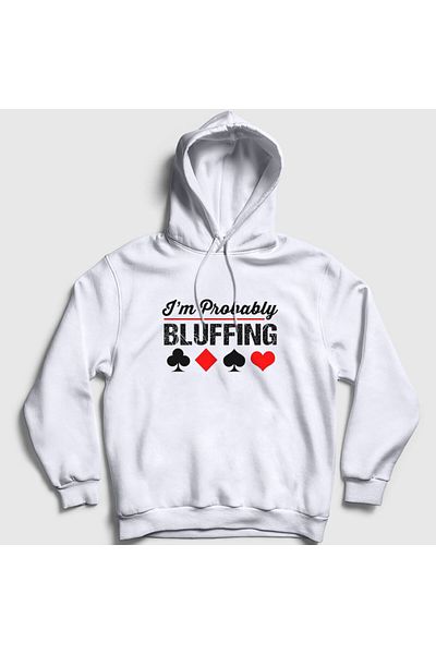 Presmono Unisex Λευκό Πιθανότατα Bluffing Πόκερ Φούτερ με κουκούλα 362232 ττ