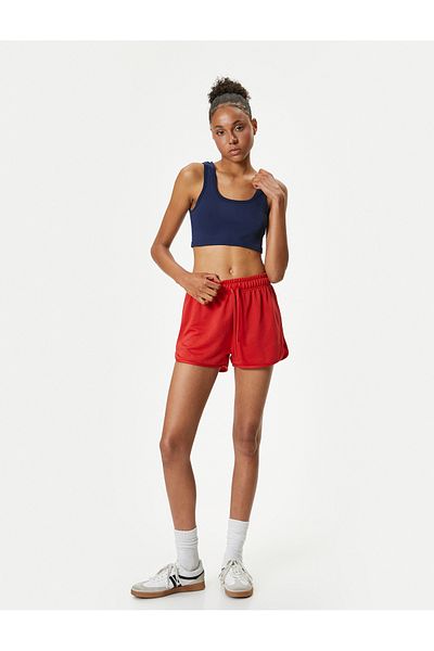 Koton Extrakurze Sportshorts mit hoher Taille und Schnürung – Relax Fit