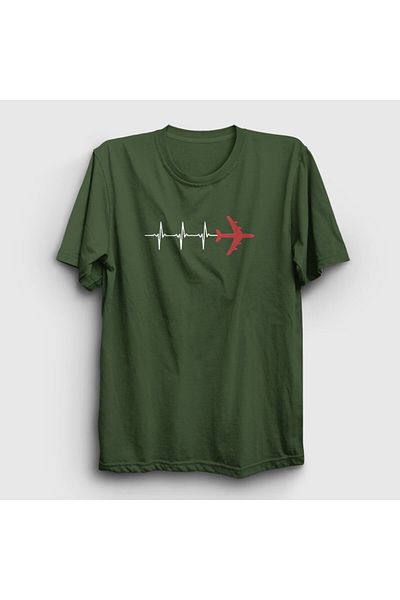 Presmono Μπλουζάκι Unisex Khaki Heartbeat Pilot Airplane Airplane 403140 ττ