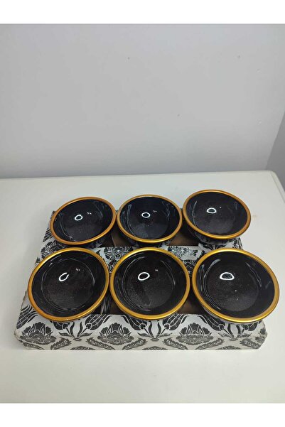 KRGZ TİCARET 6-Piece Gold Edged Tiny Bowl - Snack Bowl, Breakfast, Turkish Delight Bowl and Sauce Bowl Jam Bowl