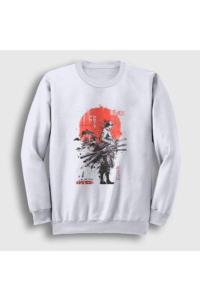 Presmono Φούτερ Unisex White Roronoa Zoro Anime One Piece 353587 ττ