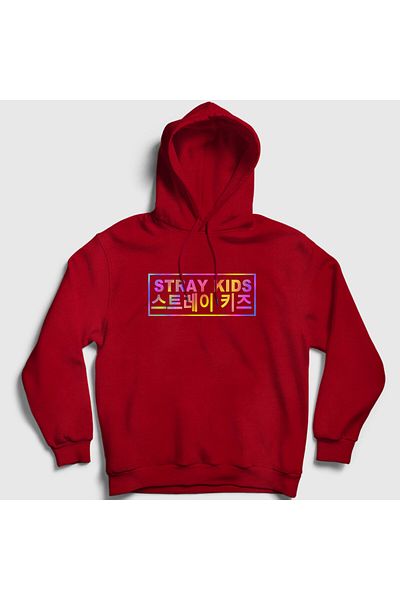 Presmono Унисекс червен суитшърт с качулка Stray Kids 396672tt
