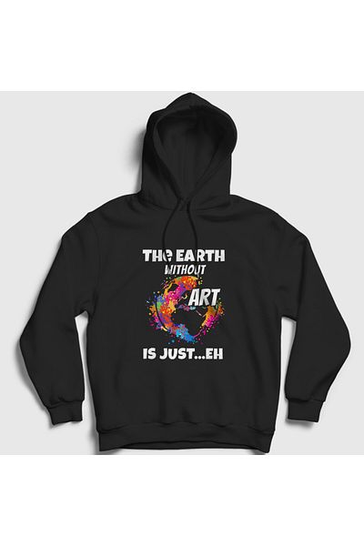 Presmono Унисекс черен суитшърт с качулка The Earth Without Art 413931tt