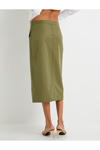 Koton Midi ceruzaszoknya rakodó zsebbel, hasítékkal és övvel