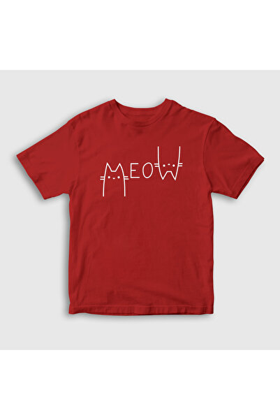 Presmono Unisex dečja crvena mačka Meow mačka T-shirt 407440tt