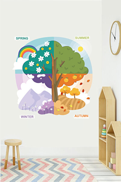 GSticker İngilizce Mevsimler Çocuk Odası Duvar Sticker Seti Kreş Anaokulu Spr...
