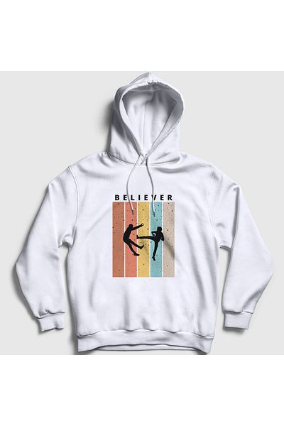 Presmono Φούτερ Unisex White Believer Imagine Dragons με κουκούλα 395127 ττ
