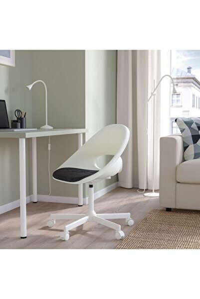 IKEA Çalışma sandalyesi, beyaz-koyu gri, minderli