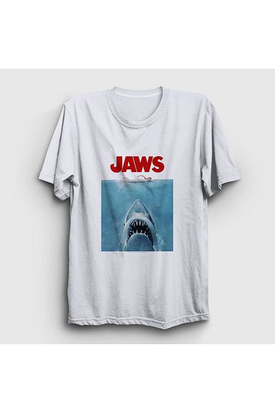 Presmono Μπλουζάκι Unisex Λευκή αφίσα Shark Movie Jaws 372533 ττ