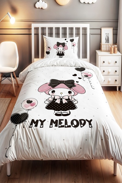 EVPANYA Cute Hearts and My Melody Pattern Single Baby Kids Duvet Cover Set