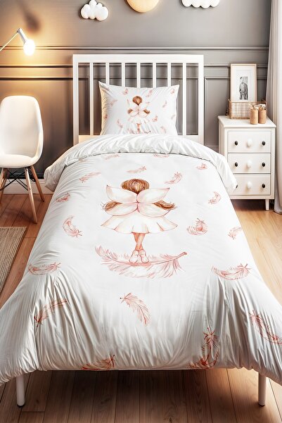 EVPANYA Kanatlı Peri Kızı  Desenli Tek Kişilik Bebek Çocuk Nevresim Seti