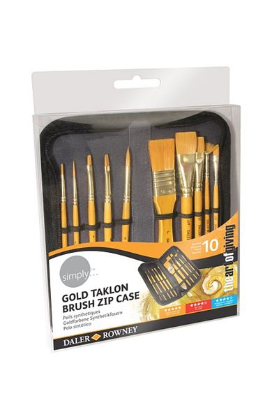 Daler Rowney Σετ 10 ακρυλικών πινέλων Simply Gold Taklon
