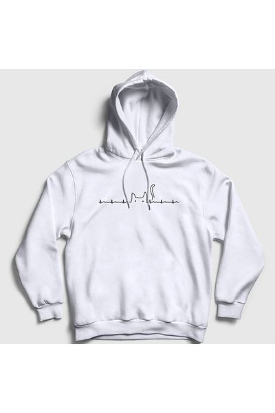 Presmono Φούτερ Unisex White Ekg Cat με κουκούλα 399341 ττ