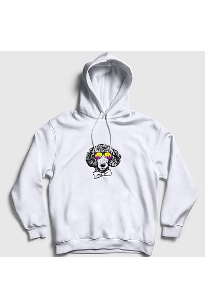 Presmono Φούτερ Unisex White Poodle Dog με κουκούλα 409940 ττ