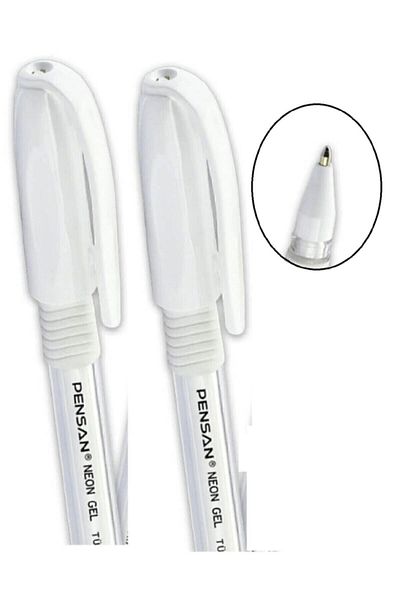 Pensan White Neon Ballpoint Pen Gel 1.0 Mm (2 Pieces)