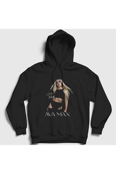 Presmono Унисекс черен суитшърт с качулка Poster Ava Max 410067tt