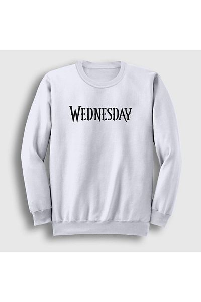 Presmono Unisex Λευκό λογότυπο Τετάρτης Addams Family Φούτερ Addams Family 365601 ττ