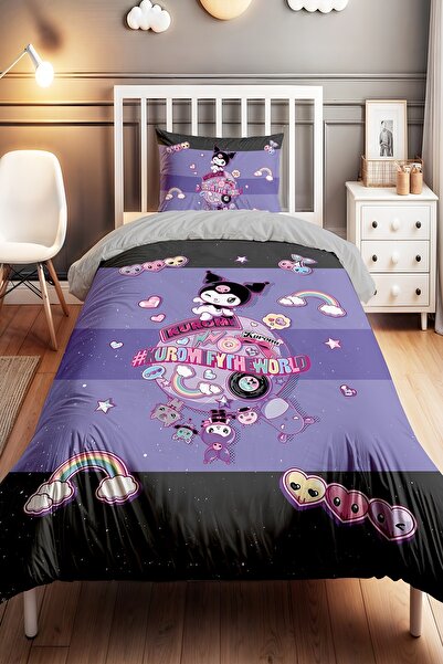 EVPANYA Kurominin Dünyası Desenli Tek Kişilik Bebek Çocuk Nevresim Seti