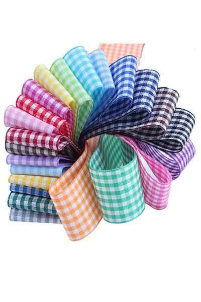 Skygo Indigo Taffeta Plaid Ribbon - 25 mm, 5 Meters