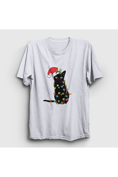 Presmono Πρωτοχρονιάτικο μπλουζάκι Unisex White Lights Cat Cat 364350 ττ