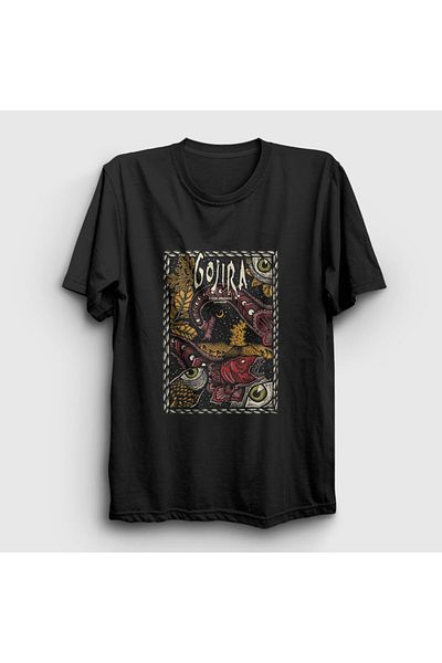 Presmono Κωδικός Πορτοκαλί Unisex Μαύρο μπλουζάκι Gojira - 396210 ττ