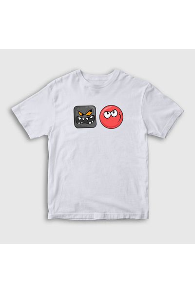 Presmono Tricou unisex copii alb Evil Square Game Red Ball358161tt