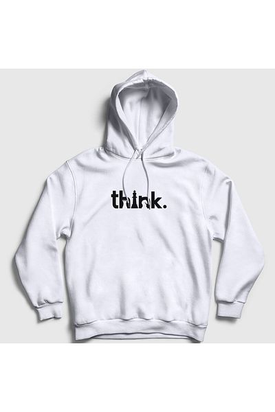 Presmono Φούτερ Unisex White Think Chess Chess με κουκούλα 341641 ττ