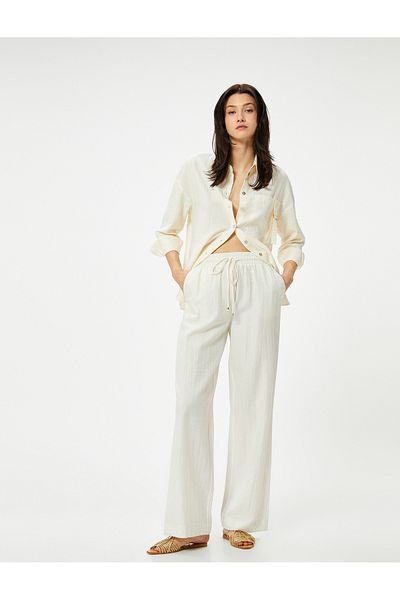 Koton Lace-up Waist Trousers Straight Leg Pocket Standard Cut