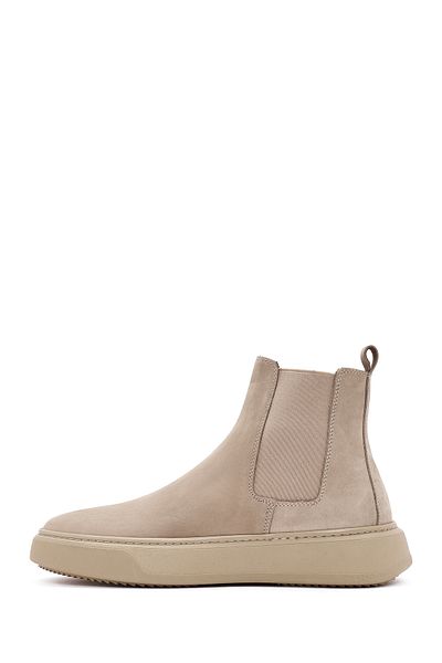 Derimod Men's Beige Nubuck Leather Chelsea Boots 24Wfd6324V3