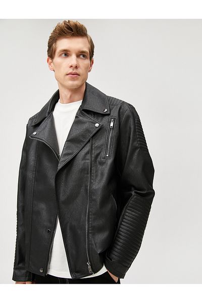 Koton Bikerjacke in Lederoptik mit Reißverschlusstaschendetail