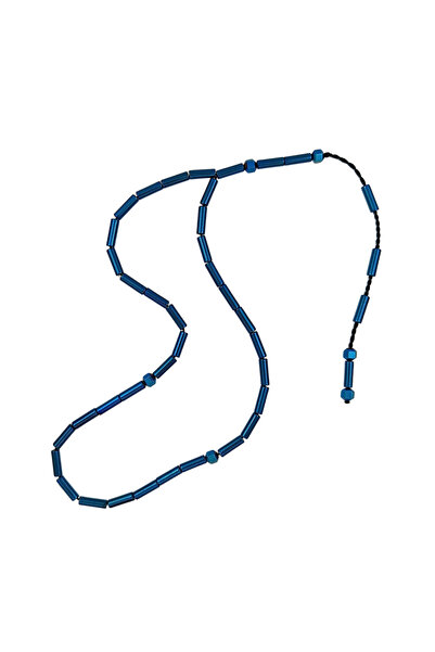 OltutaşıMarket Kesme Model Mavi Renk Hematit Taşı Tesbih 3 x 9 mm