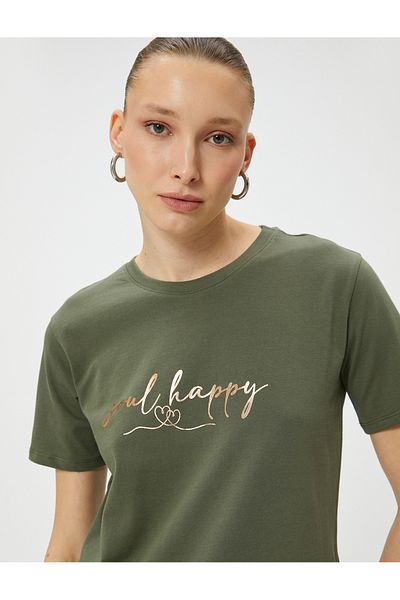 Koton Tricou din bumbac imprimat cu decolteu