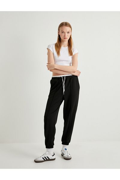 Koton Jogger Pants Double Waist Detailed Tied Ribbed