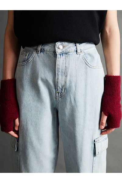 LC Waikiki Pantaloni cargo de damă XSIDE Blue Wideleg