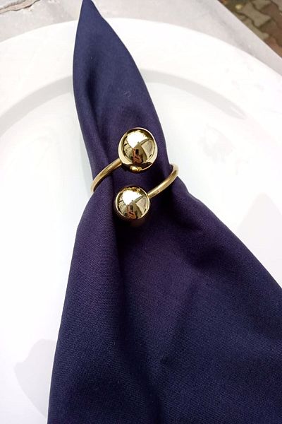 Emtory Home 12 Pieces of Gold Metal Ring Napkin Rings with Shiny Gold Beads