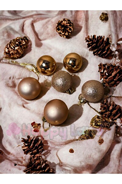 Happyland Yılbaşı Ağacı Süsü 6'lı Rose Gold 4 cm Yılbaşı Topları