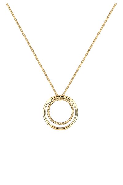 ELLI Damen-Halskette – Geo-Basic-Circle-Ring, zweifarbig, 925er Sterlingsilber, vergoldet