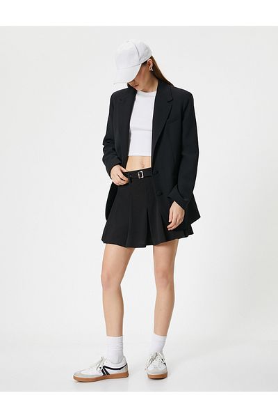Koton A-line Mini Skirt - Thick Pleated and Standard Waist Belt