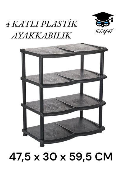 SEYFİKİRTASİYE 4-slojna plastična polica za cipele - crna, 47,5x30x59,5 cm