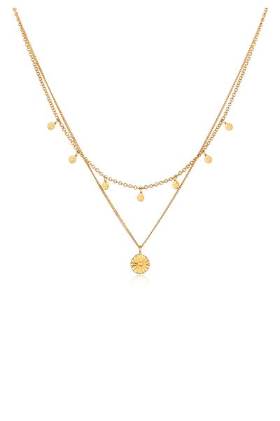 ELLI Necklace Ladies Layer Platelet Pendant Disc Sun In 925 Sterling Silver Gold Plated