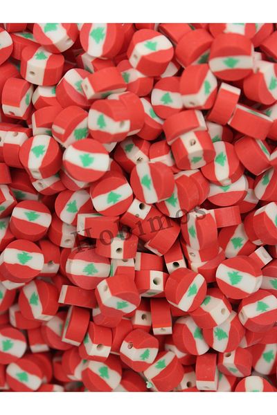 Hobimos 50 τεμάχια Λιβανέζικη σημαία Φιγούρα Fimo Beads - Κοσμήματα Κατασκευής Χάντρες