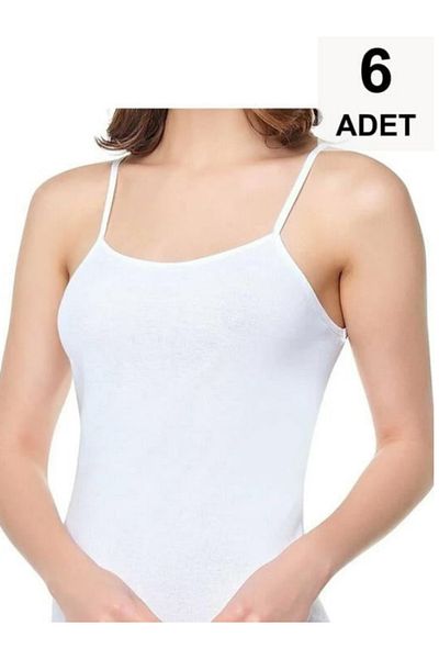 METROPOL Women's cotton jersey tank top with rope strap 6-pack white