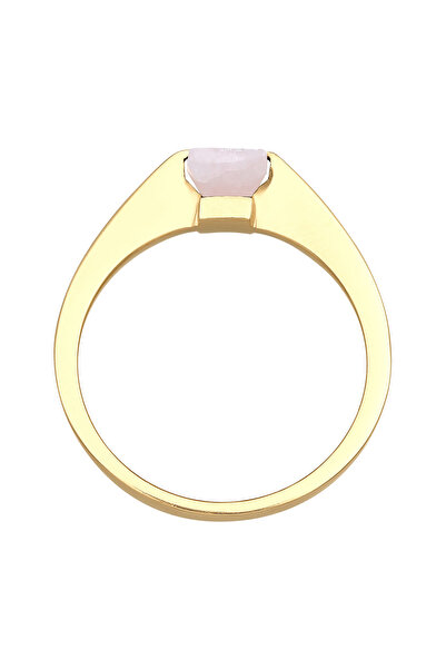 ELLI Dámský prsten se čtvercovým solitérem s drahokamem křemen ze sterlingového stříbra 925, pozlacený