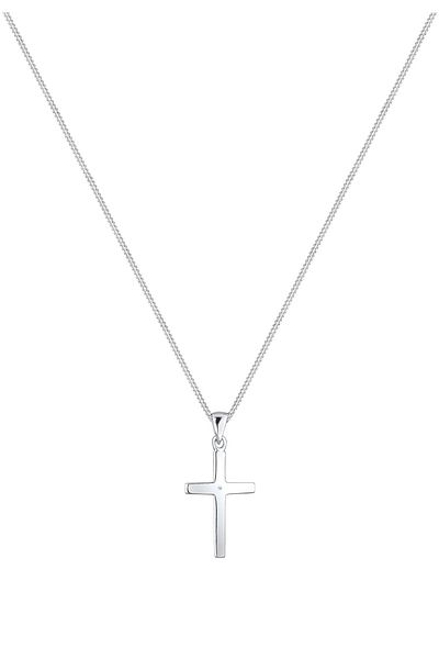 ELLI Halskette Damen Kreuz-Anhänger Basic mit Diamant (0,005 CT.) in 925 Sterling Silber